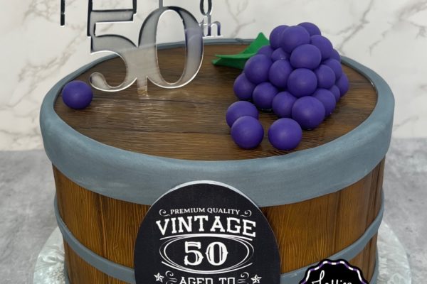 50th birthday cake grapes and barrow