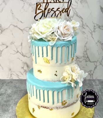 60 Birthday cake blue white