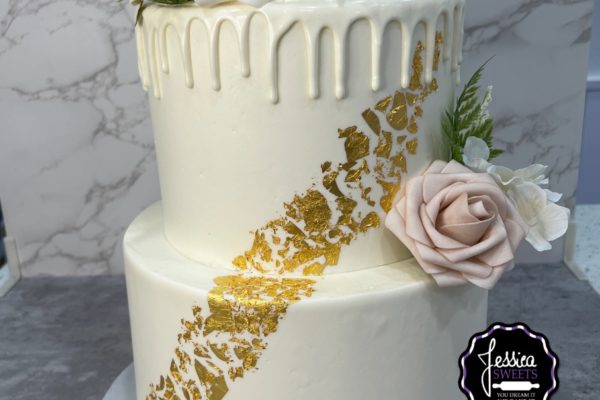 Drip white brithday cake